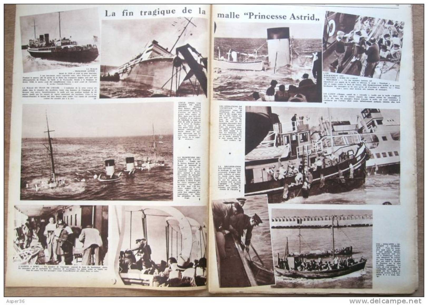 Magazine Avec Article "Le Naufrage De La Malle "Princesse Astrid"" 1949 - Collections