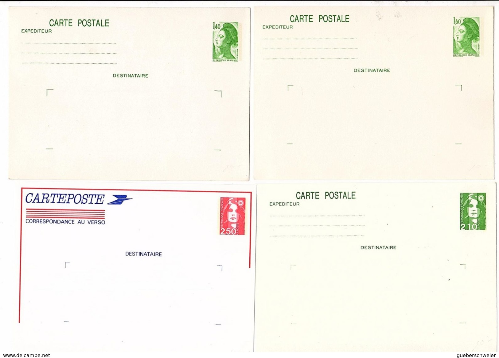 FR-ENT15 - FRANCE Lot De 10 Entiers Postaux Types Mariannes - Collections & Lots: Stationery & PAP