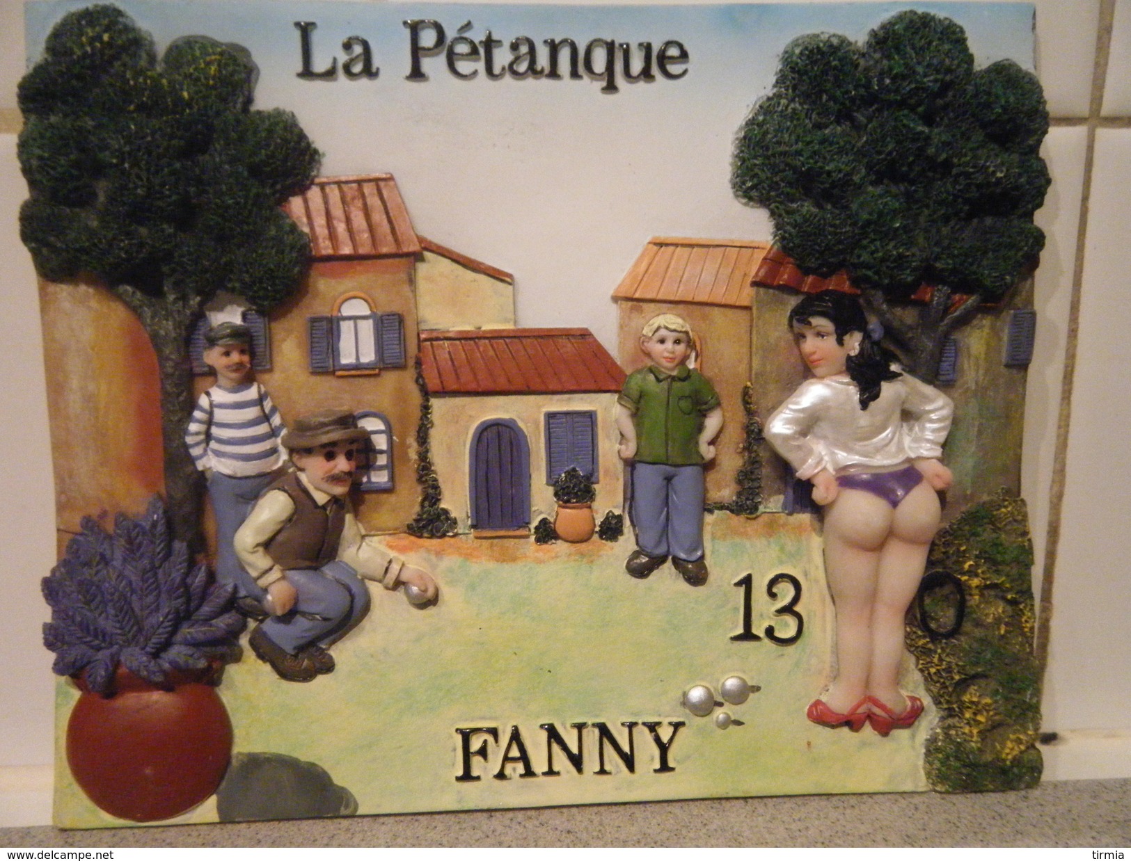 Relief En Résine Sur Platre : La Pétanque  Fanny - Art Populaire