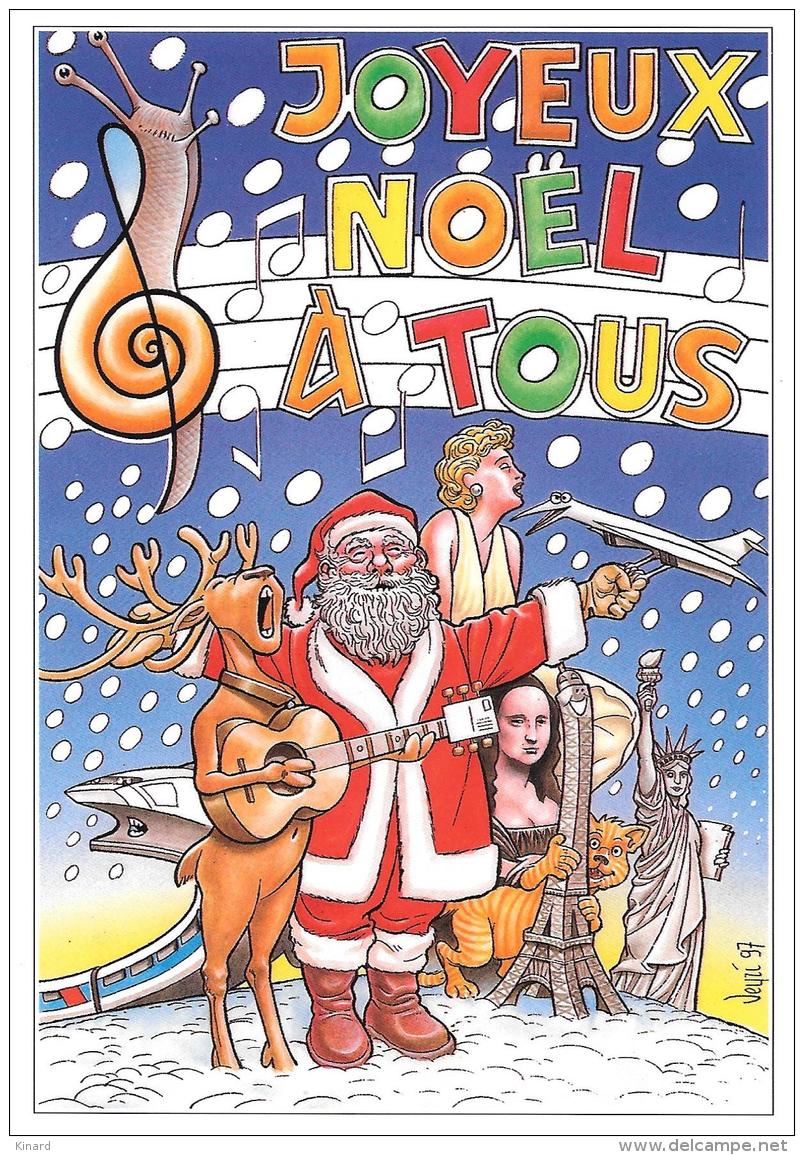 ILLUSTRATEUR.  BERNARD VEYRI....  DEDICACE ORIGINALE . SUR JOYEUX NOEL.. 1997.  TBE SCAN.. - Veyri, Bernard