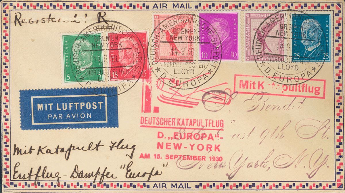 2135 Germany. 1930. COVER. Yv. 402, 404A, 405, 407. 5 P, 10 P, 15 P, 25 P And 10 P And 15 P. Addressed To NEW YORK (U.S. - [Voorlopers