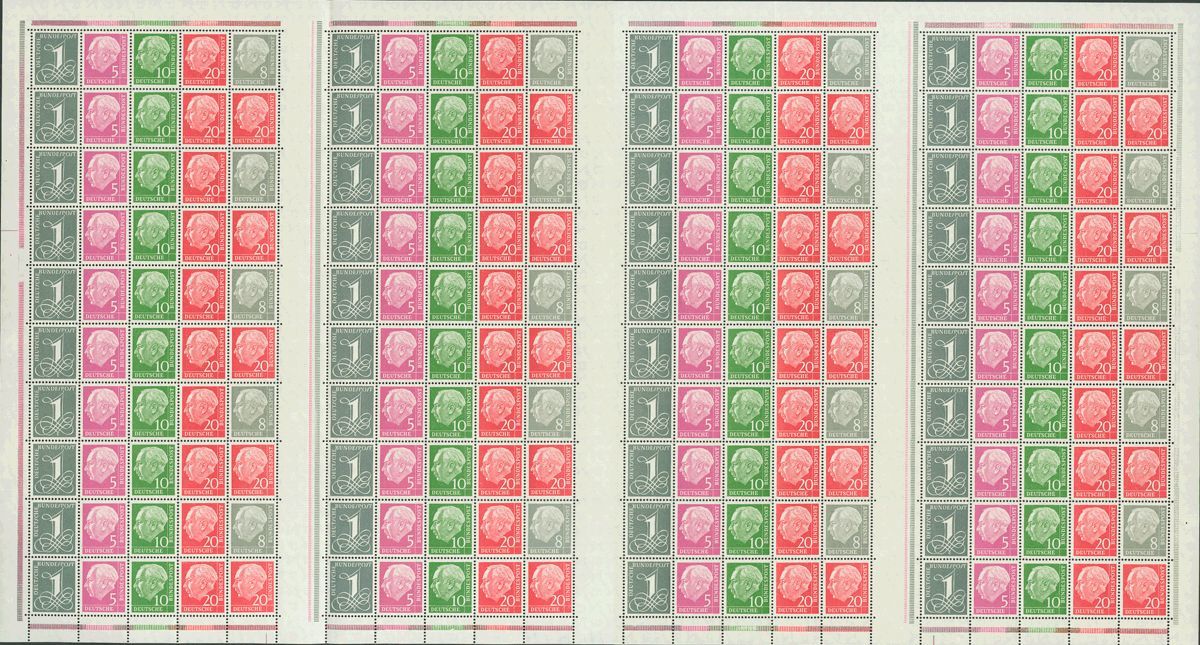 2155 Germany West. 1955. Yv. ** . Complete Sheet (left Margin Folded To Facilitate Its Conservation In The Mint Sheet Al - [Voorlopers