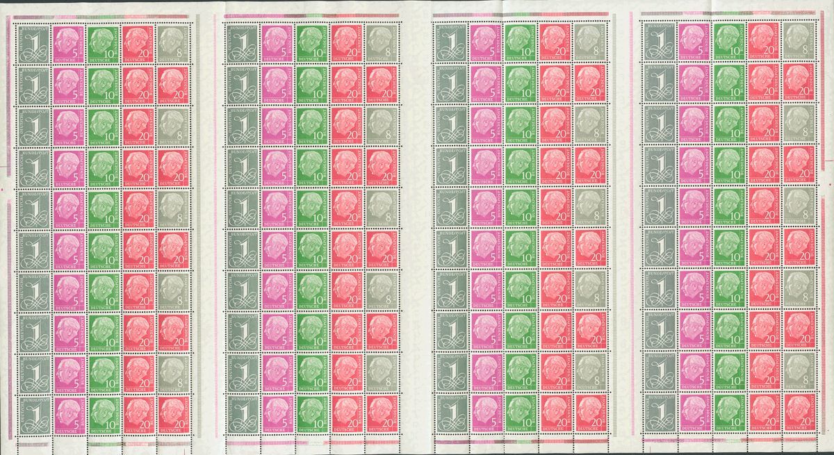2157 Germany West. 1955. Yv. ** . Complete Sheet (left Margin Folded To Facilitate Its Conservation In The Mint Sheet Al - [Voorlopers