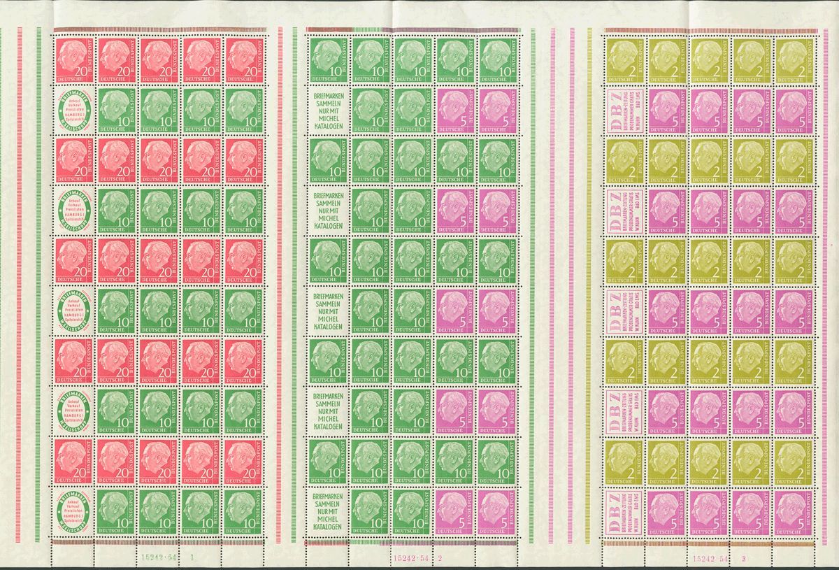 2158 Germany West. 1955. Yv. ** . Complete Sheet (left Margin Folded To Facilitate Its Conservation In The Mint Sheet Al - [Voorlopers