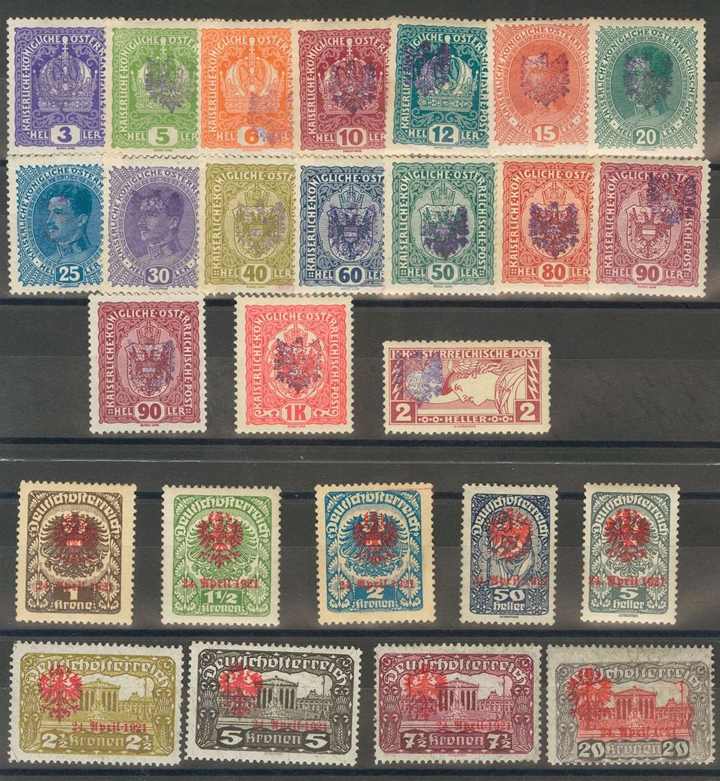 2169 Austria. 1918. Yv. * . Set Of Seventeen Of The Twenty-one Values Issued For The Territory Of The Tyrol With The Ove - Andere & Zonder Classificatie