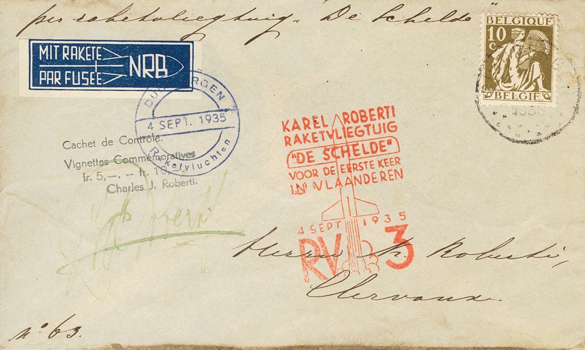 2193 Belgium. 1935. COVER. Yv. 337. 10 Cts Bistre Olive. DUINBERGEN A CLERVAUX, Send By Postal Rocket. On The Front Post - Andere & Zonder Classificatie