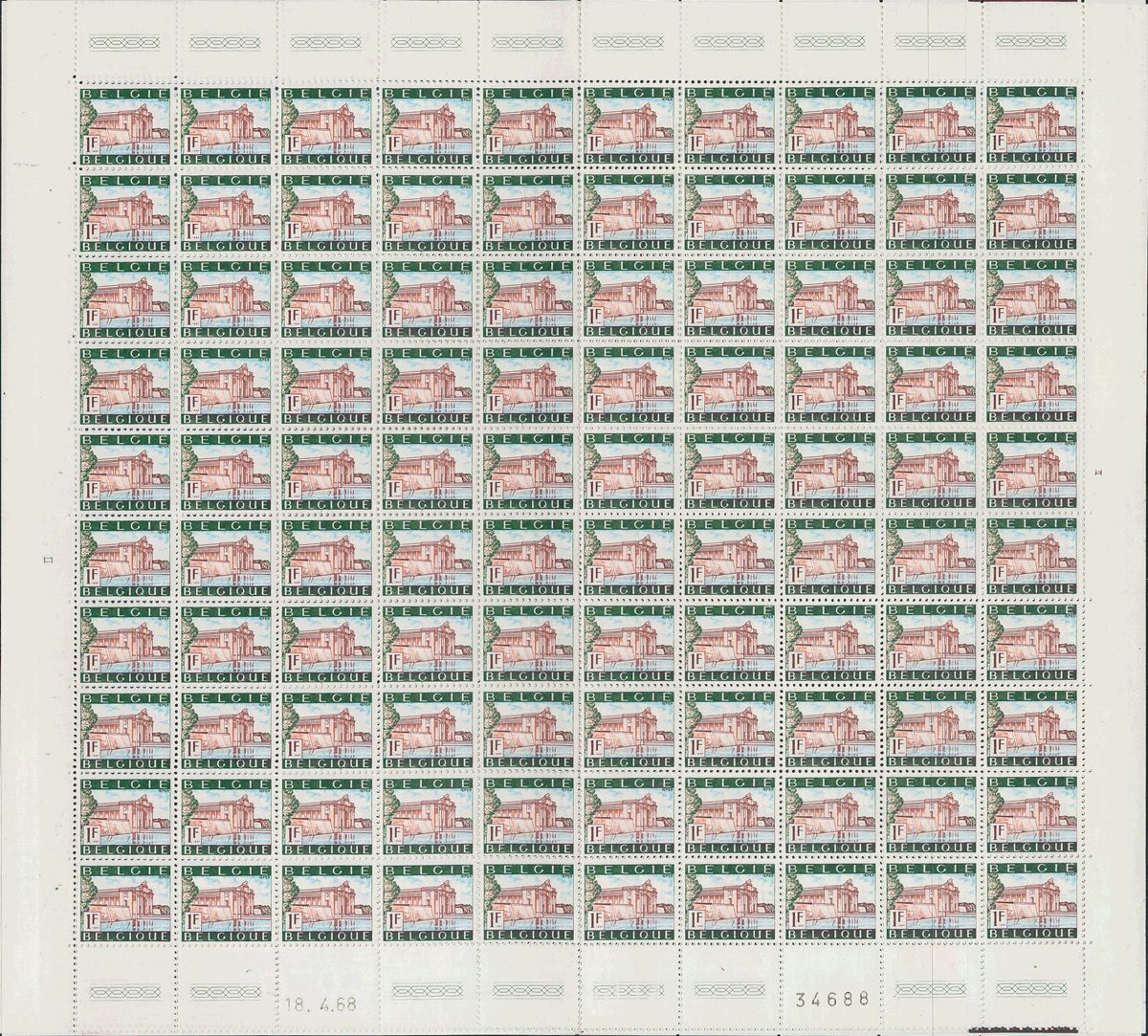 2194 Belgium. 1967. Yv. ** 1423/24A(100). Complete Set, In Sheets Of One Hundred Stamps. PHOSPHORESCENT PAPER. VERY FINE - Andere & Zonder Classificatie