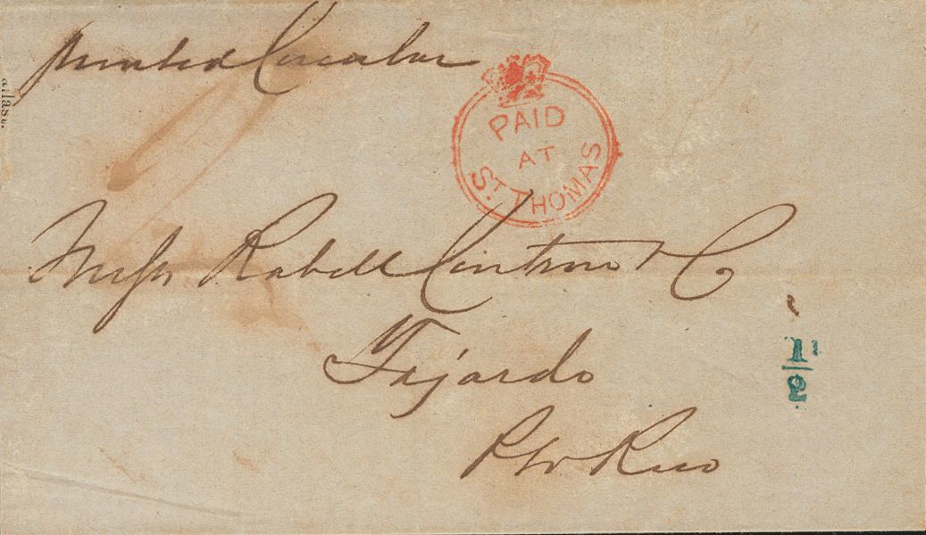 2207 Danish West Indies. 1861. COVER. SAINT THOMAS To FAJARDO (PUERTO RICO). Red Mark PAID / AT / ST. THOMAS And British - Deens West-Indië