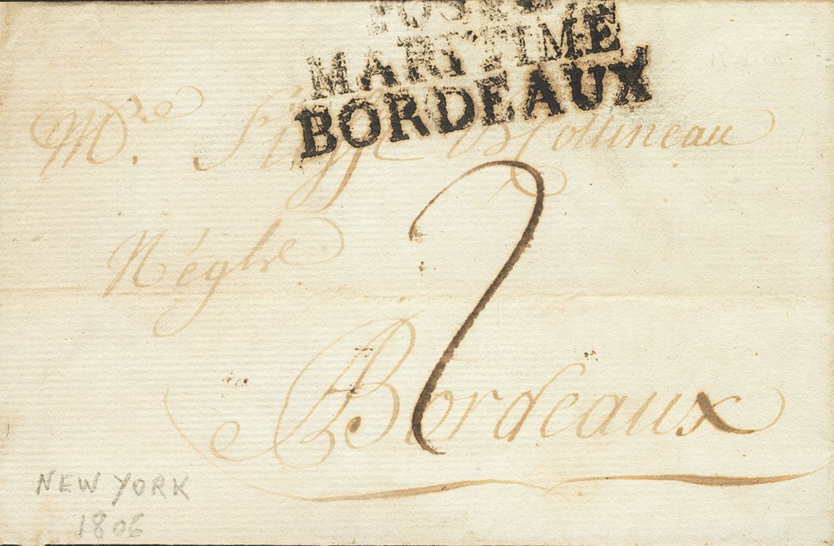 2274 France. Prephilately. 1806. COVER. NEW YORK To BORDEAUX. Postmark POSTE / MARITIME / BORDEAUX, In Black Applied To  - Andere & Zonder Classificatie
