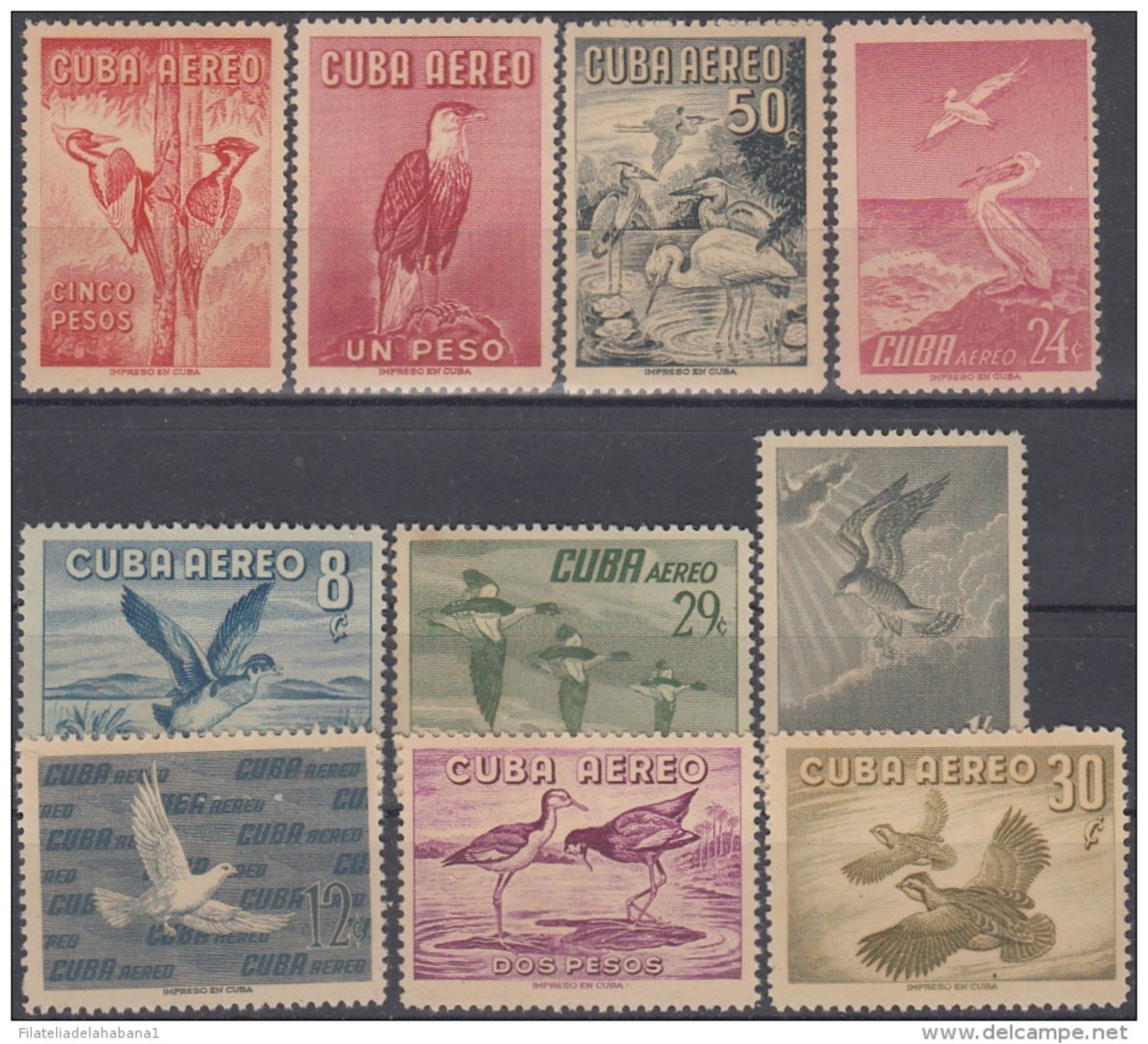 1956-291 CUBA REPUBLICA 1955 Ed.658-62. AVES BIRD COMPLETE SET. LIGERAS MANCHAS. - Neufs