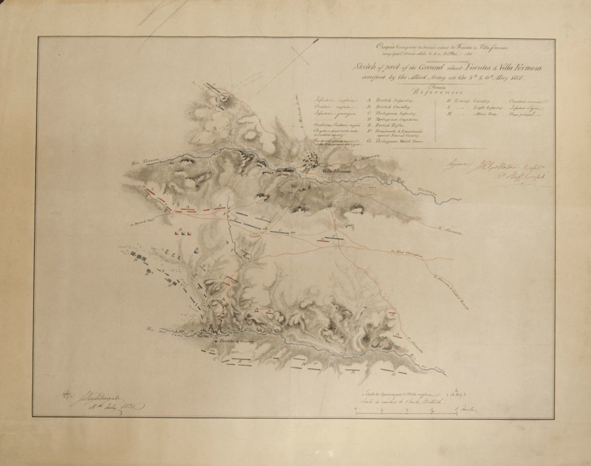 2384 French Army. Bibliography. 1830. SKETCH OF PARTS OF THE GROUND ABOUT SOURCES AND VILLA FORMOSA OCCUPIED BY THE ALLI - Documenten