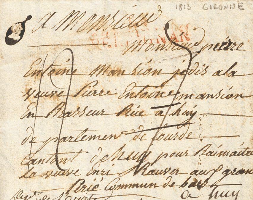 2413 French Army. Prephilately. 1813. COVER. GERONA To HUY (FRANCE), Circulated Without Postmarks Of The French Occupati - Legerstempels (voor 1900)