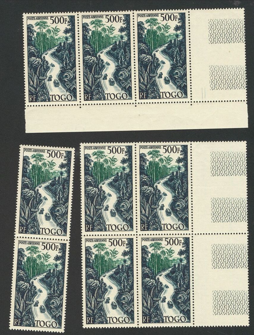 2466 Togo. Airmail. 1954. Yv. ** 23(9). 500 F Blue Black And Green, Nine Stamps. VERY FINE.  Yvert 2013: 567€ - Andere & Zonder Classificatie