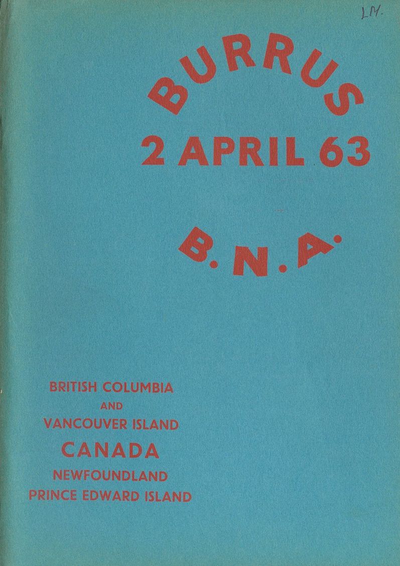 2492 British Colonies. Bibliography. 1963. Auction Catalog Of Robson Lowe BURRUS COLLECTION, BRITISH NORTH AMERICA. Lond - Andere & Zonder Classificatie