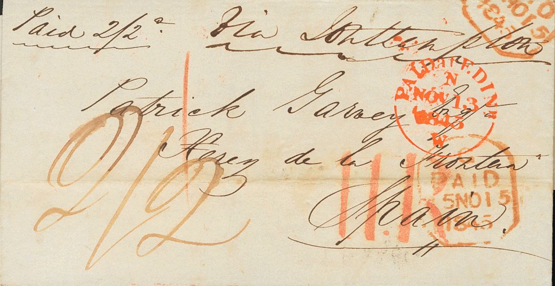 2499 Great Britain. 1845. COVER. EDINBURGH To JEREZ DE LA FRONTERA, Addresed Via Southampton. C.d.s. PAID AT F. DINR. /  - ...-1840 Voorlopers