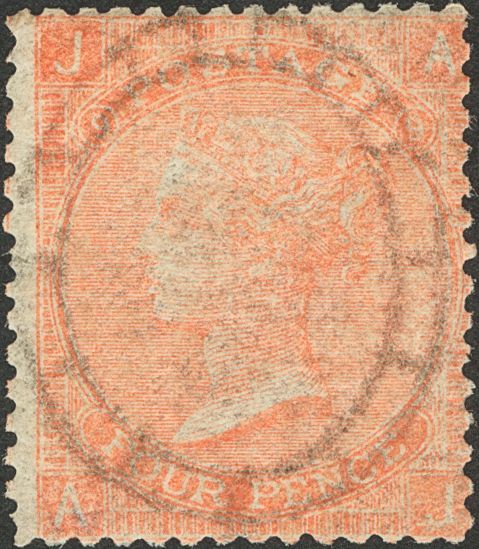 2519 Great Britain. 1865. Yv. * 32. 4 P Pale Red Plate 9. INVERTED WATERMARK. VERY FINE AND RARE. (SG Special J56 650 £) - ...-1840 Voorlopers