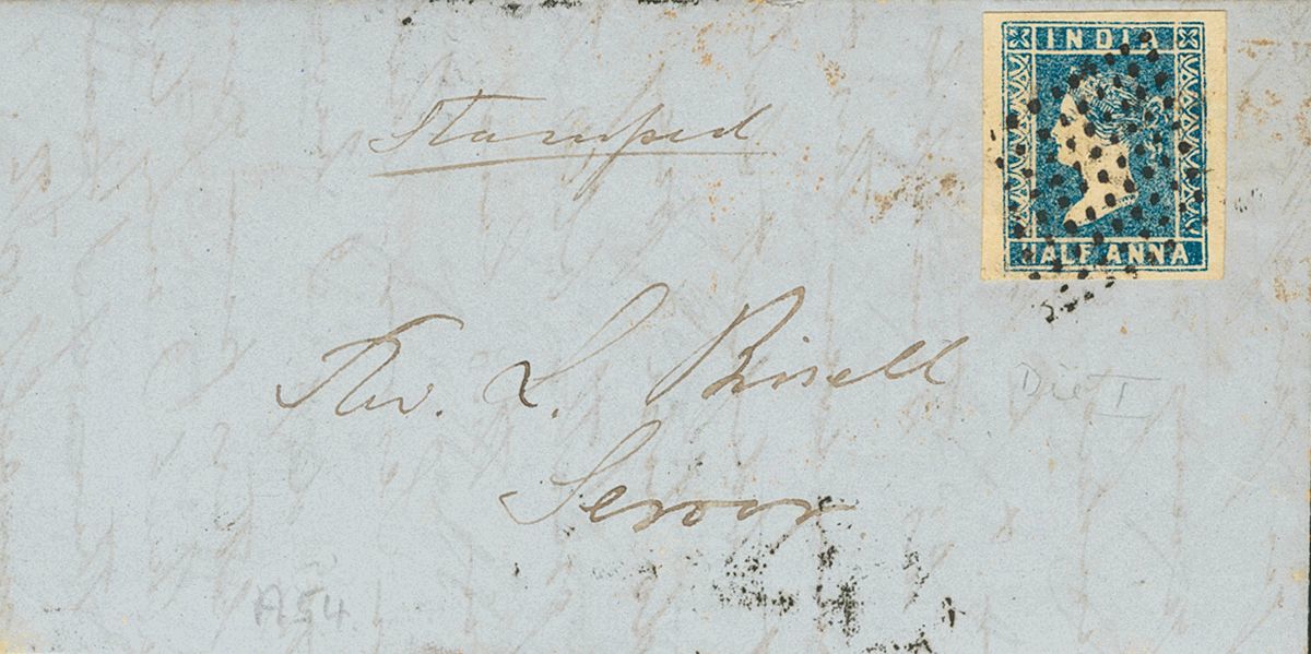 2550 British India. 1855. COVER. Yv. 2A. ½ Anna Blue. BOMBAY To SEROOR. Postmark DIAMOND OF DOTS. VERY FINE. - Gemeentepenningen