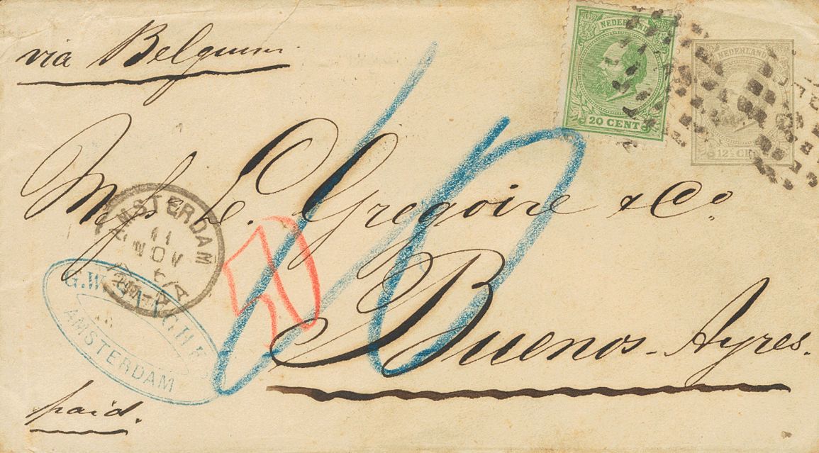2601 Netherlands. 1876. COVER. Yv. 24. 12 ½ Cts Gray On Postal Stationery From AMSTERDAM To BUENOS AIRES, With Complemen - Andere & Zonder Classificatie