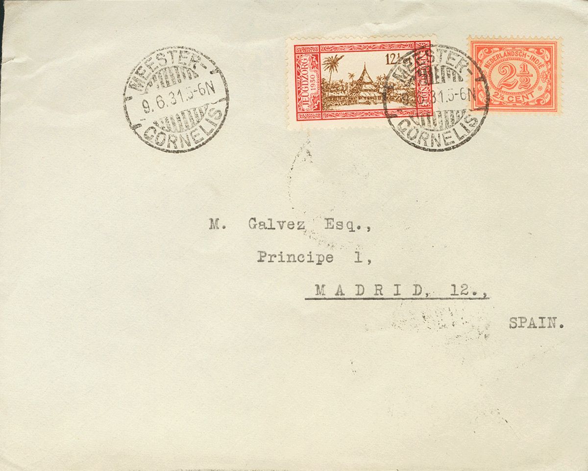 2611 Dutch India. 1931. COVER. Yv. 132, 158. 2 ½ Cts Orange And 12 ½ Cts Red And Brown. JAKARTA To MADRID (addresed To M - Nederlands-Indië