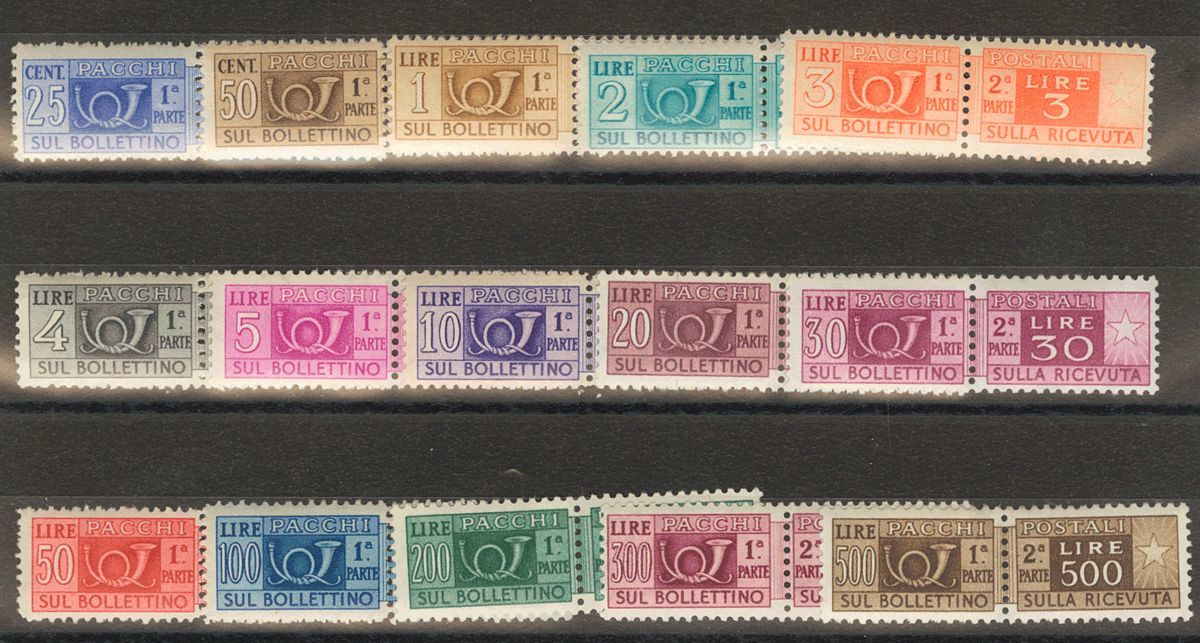 2657 Italy. Parcel Post. 1946. Yv. ** 52/66. Complete Set. VERY FINE AND RARE. Cert. DIENA (300l)  Yvert 2016: 2150€ - Zonder Classificatie