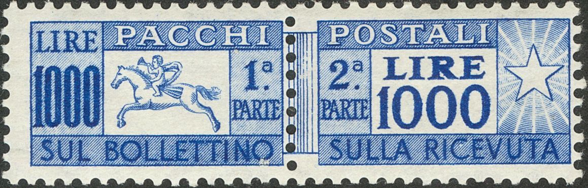 2658 Italy. Parcel Post. 1954. Yv. ** 67. 100 L Blue. VERY FINE AND RARE. Cert. DIENA (Sassone 81)  Yvert 2016: 4000€ - Zonder Classificatie