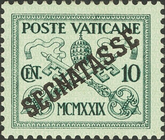 2668 Vatican. Postage Due. 1931. Yv. ** 2a. 10 Cts Green. SEGNATASSE OVERPRINT WITHOUT BOX. In The Catalog Sassone Indic - Andere & Zonder Classificatie