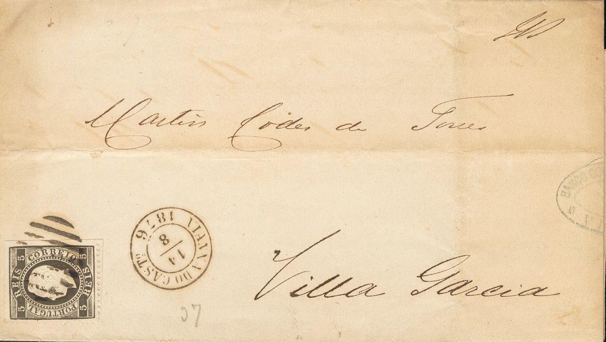 2699 Portugal. 1876. COVER. Yv. 35A. 5 Reis Black (two Margins Cut With Scissors). VIANA DO CASTELO To VILLAGARCIA DE AR - Andere & Zonder Classificatie