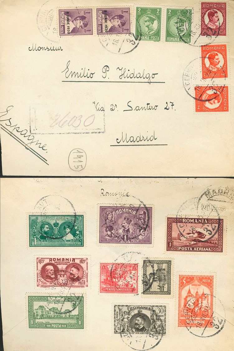 2713 Romania. 1930. COVER. Yv. 383(2), 391(2), 393(2), 394. 1 L Violet, Two Stamps And Different Values, On The Front An - Andere & Zonder Classificatie