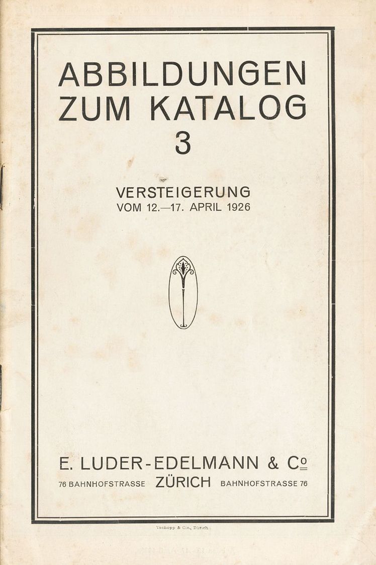 2746 Switzerland. Bibliography. (1926ca). Luder-Edelmann And Cº, Catalog Of Photographs Of The Auction Held From April 1 - Andere & Zonder Classificatie