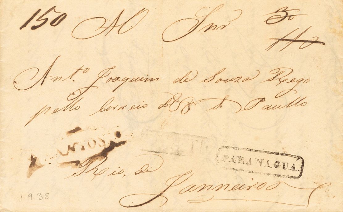 2803 Brazil. Prephilately. 1838. COVER. CURITIBA To RIO DE JANEIRO. Postmarks CORETIBA (weak Stamping) And Transits PARA - Andere & Zonder Classificatie