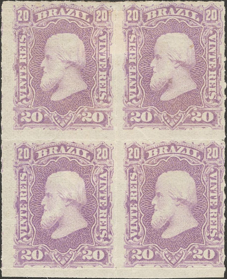 2836 Brazil. 1878. Yv. * 38(4). 20 Reis Purple, Block Of Four. VERY FINE AND RARE. (Scott 69) - Andere & Zonder Classificatie