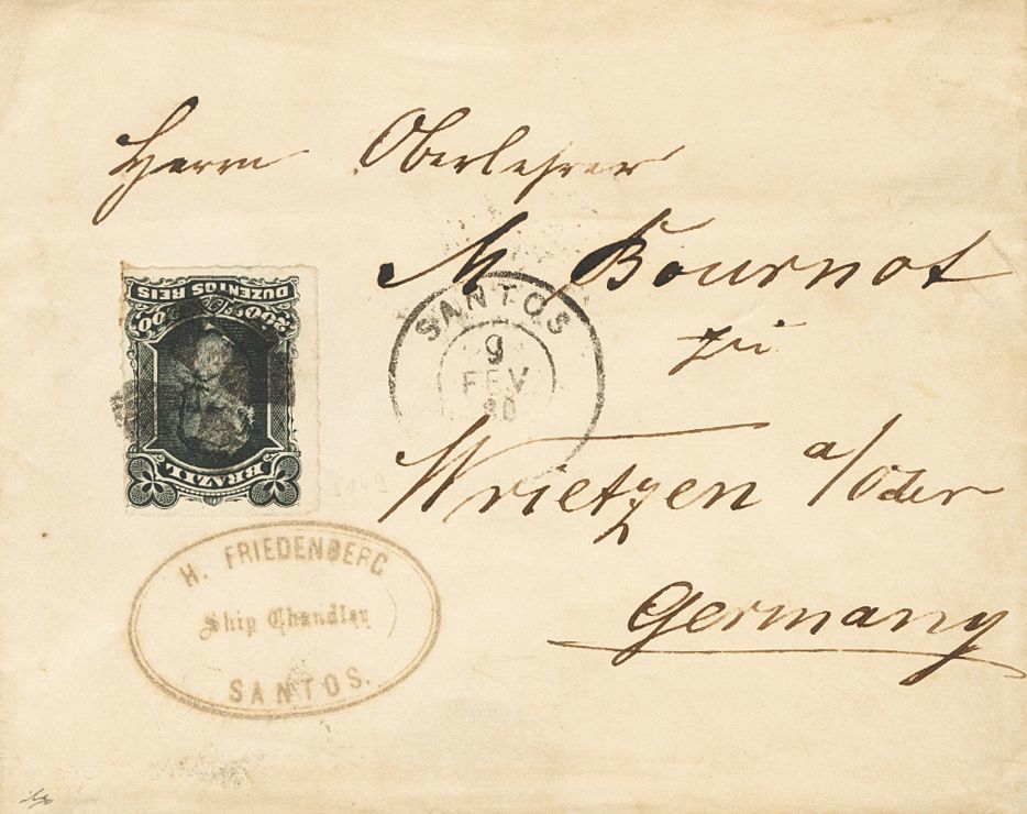 2844 Brazil. 1880. COVER. Yv. 42. 200 Reis Black. SANTOS To WRIETZEN (GERMANY). On Reverse Arrival Cancel. VERY FINE. (S - Andere & Zonder Classificatie