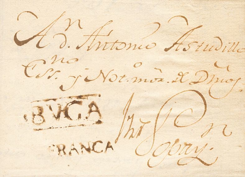 2859 Colombia. Colonial. 1809. SOBRE. BUGA A POPAYAN. Marca BVGA Y FRANCA, En Tinta De Escribir (P.E.1 Y P.E.4) Edición  - Colombia