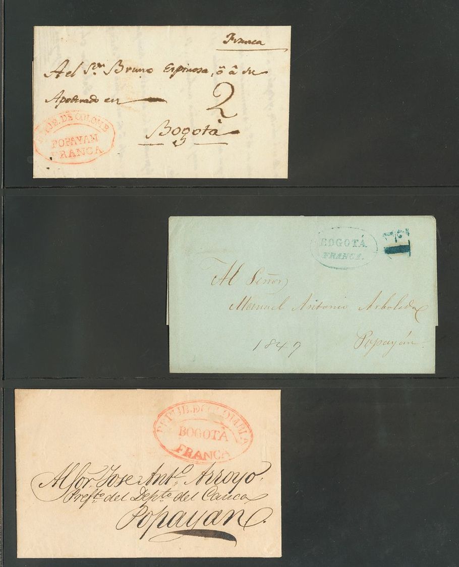 2873 Colombia. Prefilatelia. (1820ca). SOBRE. Interesante Conjunto De Doce Cartas O Frontales Prefilatélicos De Colombia - Colombia