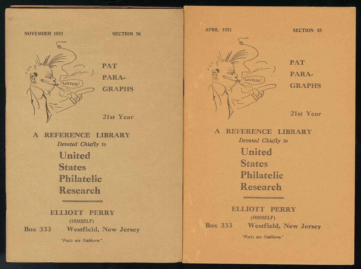 2893 Estados Unidos. Bibliografía. (1949ca). UNITED STATES PHILATELIC RESEARCH. Elliott Perry. Nº53, 55 And 56. Westfiel - Andere & Zonder Classificatie