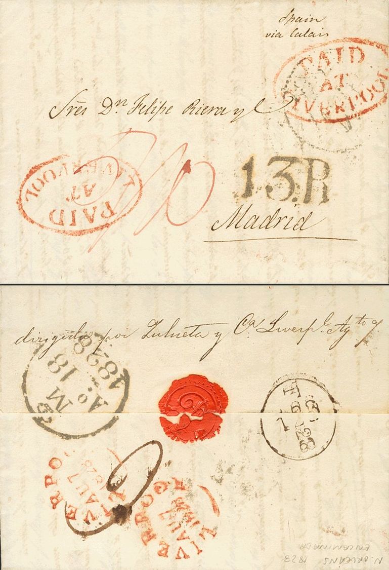 2897 United States. 1828. COVER. NEW ORLEANS To MADRID, Forwarded By Agent Zulueta And Cº (handwritten Indication On The - Autres & Non Classés