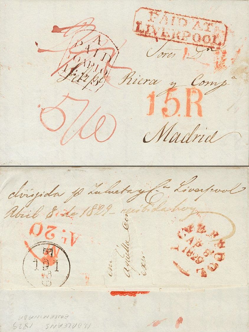 2899 United States. 1829. COVER. NEW ORLEANS To MADRID, Forwarding By Agent Zulueta And Cº (handwritten On Back) To Live - Andere & Zonder Classificatie