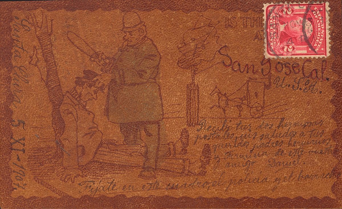 2911 United States. 1907. COVER. Yv. 158. 2 Ctvos Carmine . Postcard, Made In Leather, From SANTA CLARA To VALLADOLID (S - Andere & Zonder Classificatie