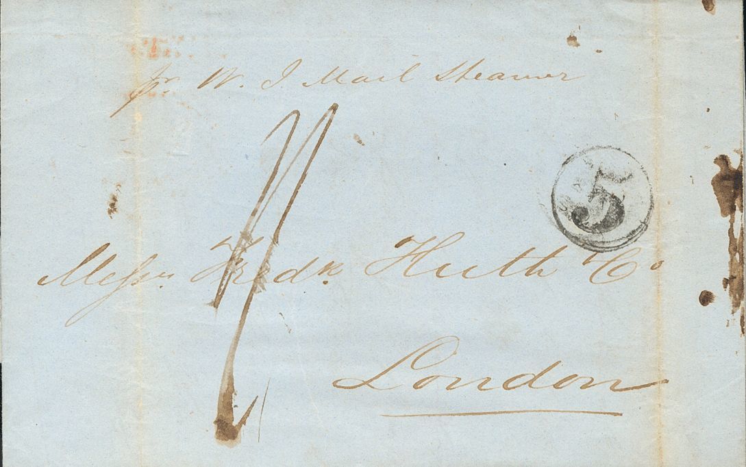 2924 Cuba. 1849. SOBRE. MATANZAS A LONDRES. Al Dorso Marca Del Encaminador FORWARDED BY / MEYER AND STUCKEN / NEW YORK,  - Cuba (1874-1898)