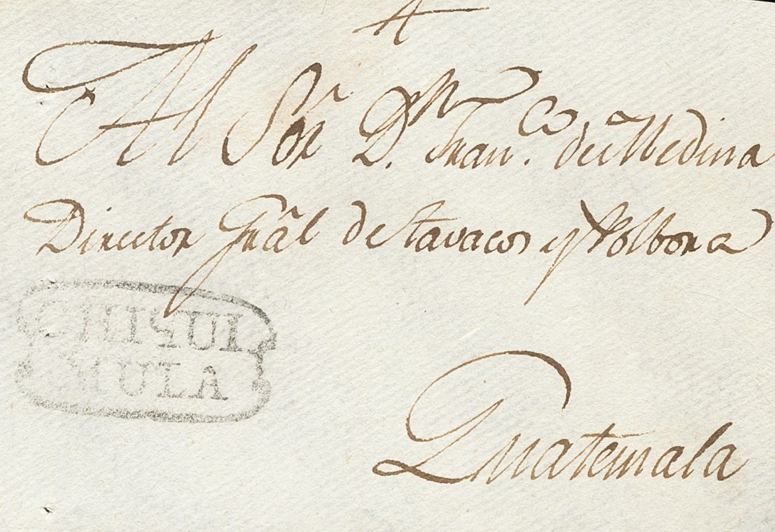 2939 Guatemala. Prefilatelia. (1798ca). SOBRE. Frontal De CHIQUIMULA (REINO DE GUATEMALA) A GUATEMALA. Marca CHIQUI / MU - Guatemala