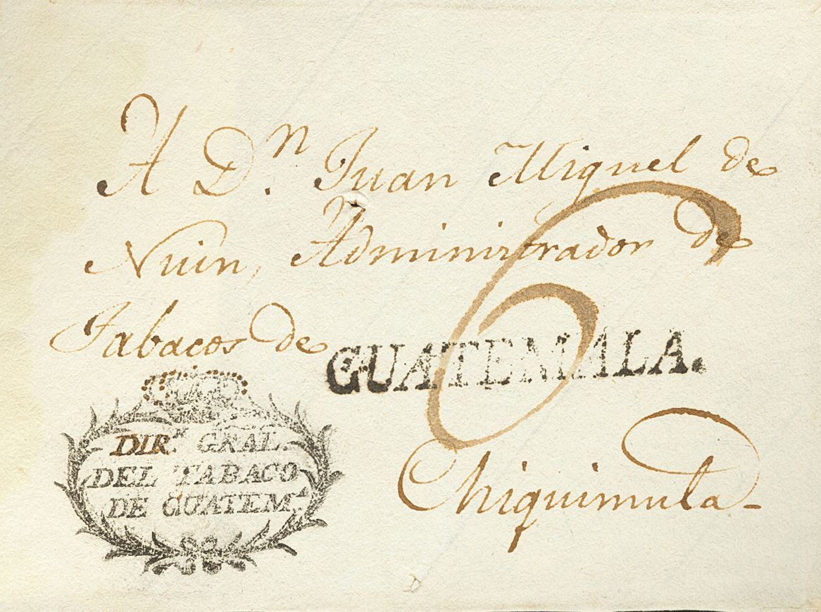 2948 Guatemala. Prefilatelia. (1780ca). SOBRE. Frontal De GUATEMALA A CHIQUIMULA. Marcas GUATEMALA, En Negro (P.E.2) Edi - Guatemala