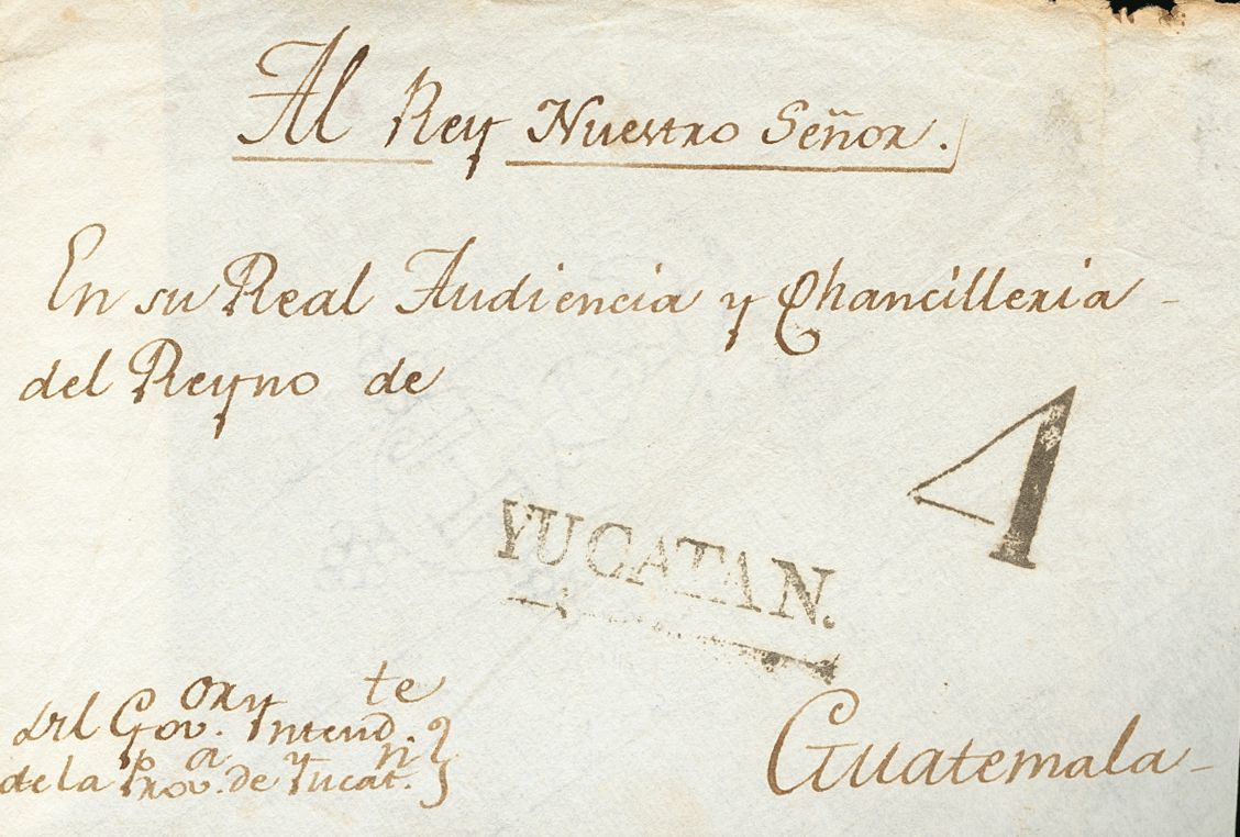 2963 Guatemala. Prefilatelia. (1817ca). SOBRE. Frontal De MERIDA DE YUCATAN (REINO DE GUATEMALA) A GUATEMALA. Marca YUCA - Guatemala