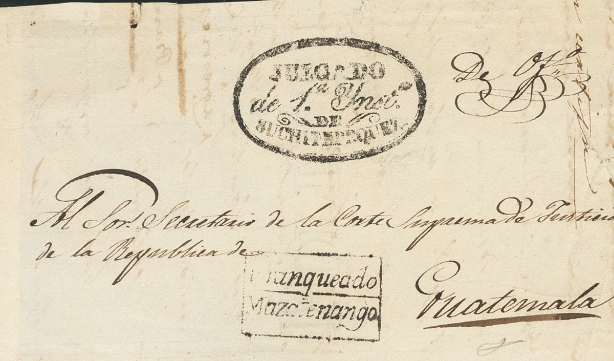 2970 Guatemala. Prefilatelia. (1820ca). SOBRE. Frente De Plica Judicial De SUCHITEPEQUEZ (REINO DE GUATEMALA) A GUATEMAL - Guatemala