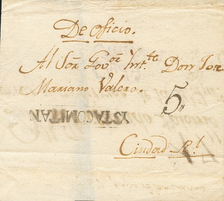 2978 Guatemala. Prefilatelia. (1803ca). SOBRE. Frente De Plica Judicial De YSTACOMITAN (REINO DE GUATEMALA) A CIUDAD REA - Guatemala