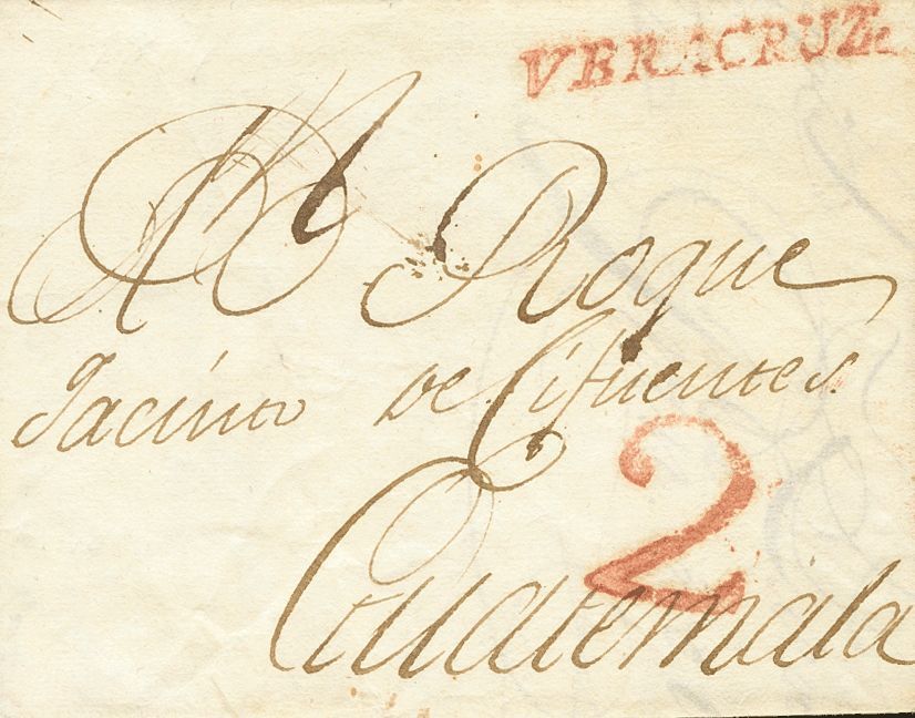 2996 Méjico. Prefilatelia. 1804. SOBRE. VERACRUZ (MEJICO) A GUATEMALA. Marca VERACRUZ (P.E.5) Edición 2004 Y Porteo "2". - Mexico