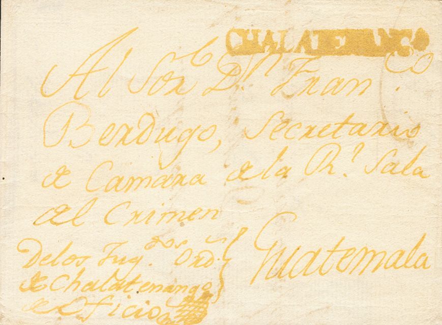 3102 Salvador. Colonial. 1817. SOBRE. CHALATENANGO (EL SALVADOR) A GUATEMALA. Marca CHALATENANGO, En Tinta De Escribir ( - El Salvador