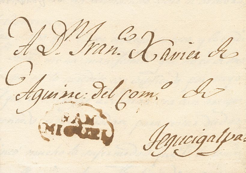 3104 Salvador. Colonial. 1821. SOBRE. SAN MIGUEL (EL SALVADOR) A TEGUCIGALPA, Circulada Pocos Meses Antes De La Fecha De - El Salvador