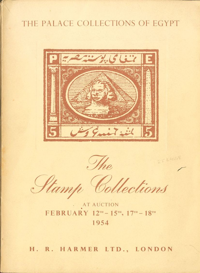 3138 Egipto. Bibliografía. 1954. CATALOGUE OF THE VERY VALUABLE POSTAGE STAMP COLLECTION OF EGYPT AND THE REST OF THE WO - Andere & Zonder Classificatie