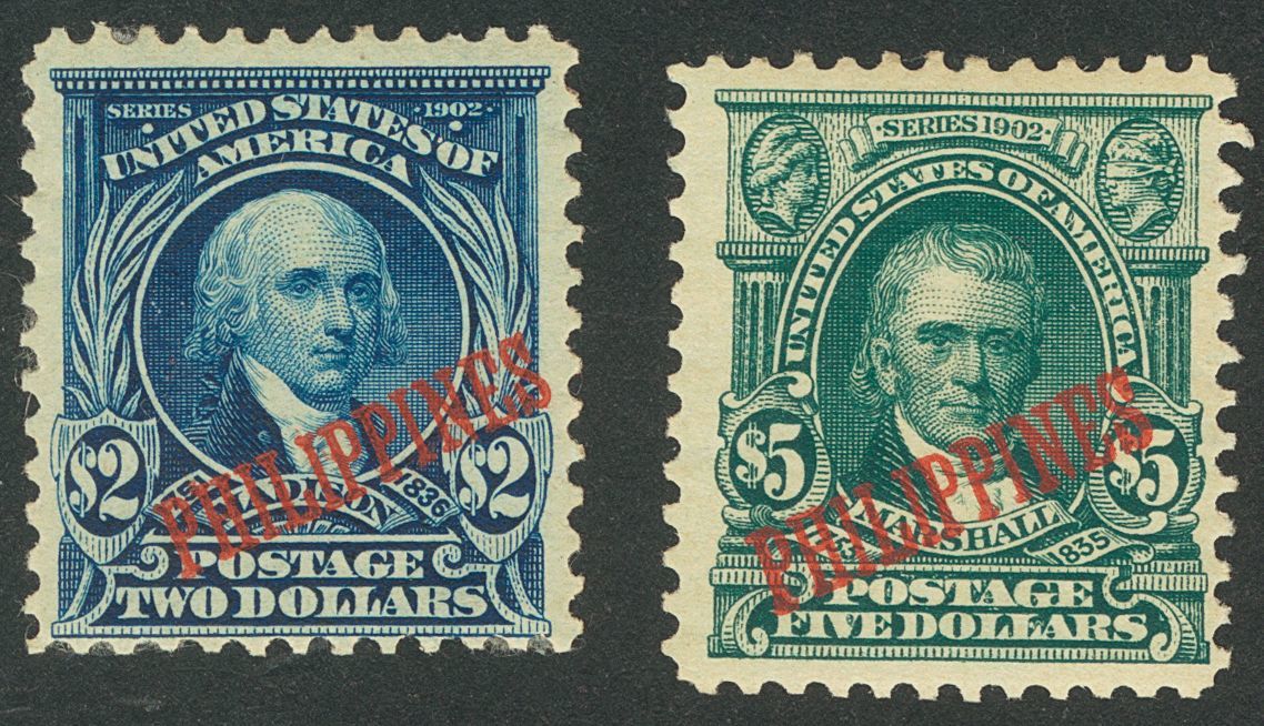 3146 Philippines. U.S. Administration. 1904. Yv. * 203, 203. 2 $ Blue And 5 $ Green, Key Values. VERY FINE AND RARE. (Sc - Filippijnen