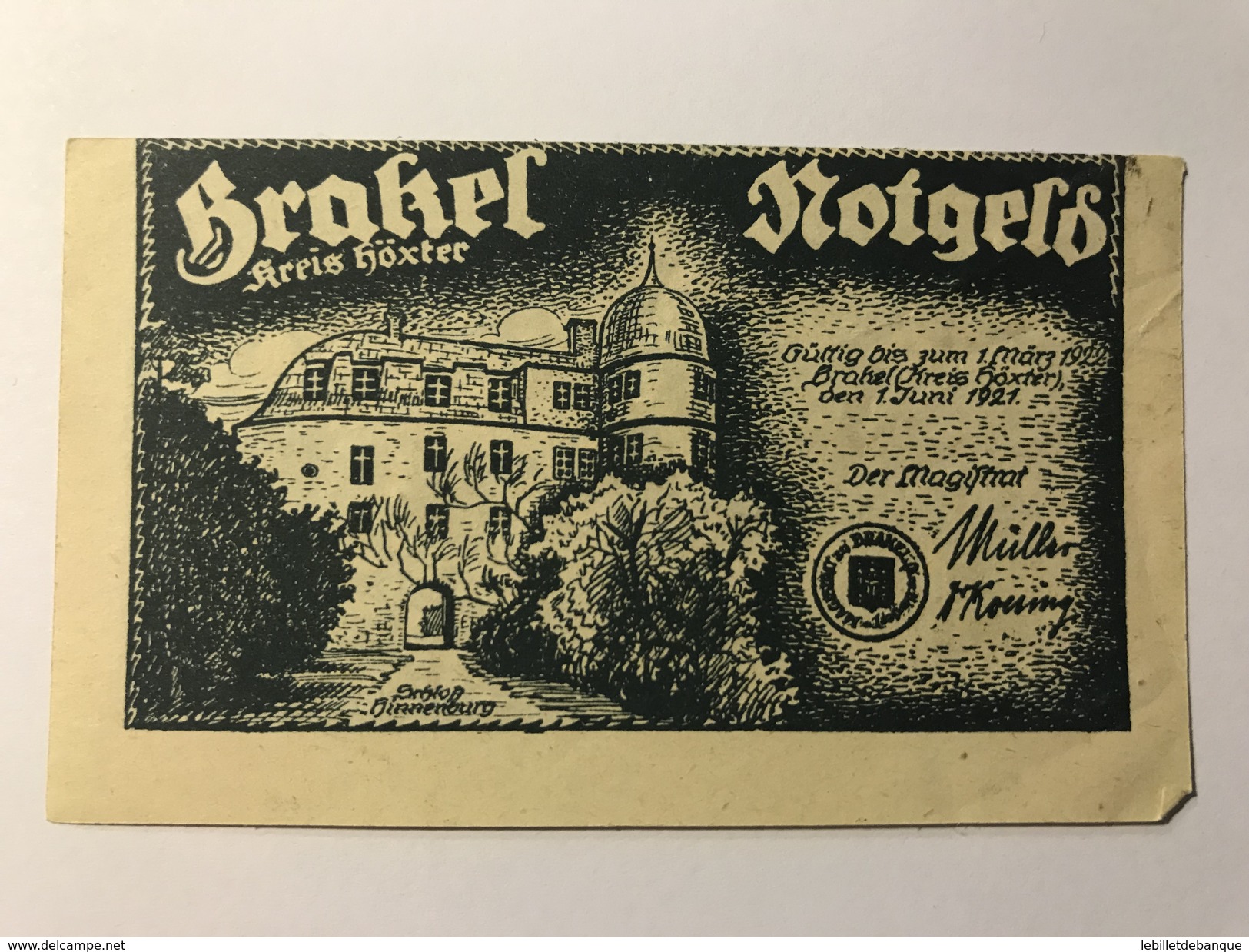 Allemagne Notgeld Brakel 50 Pfennig - Collections